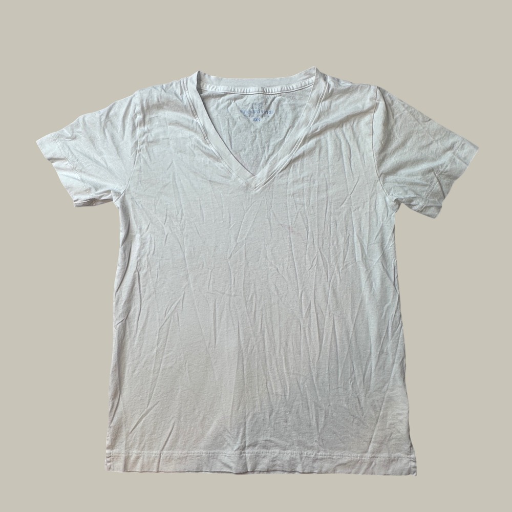 Vineyard Vines T-Shirt Womens XXS White Pima Cotton V-Neck Short Sleeve 38641